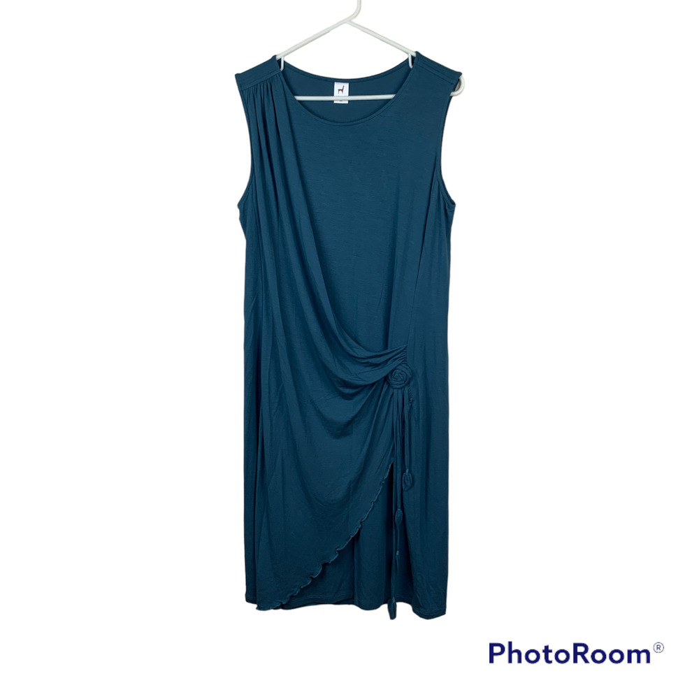 Peruvian Connection Blue Midi Dress, L